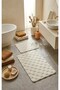 Chess Premium Nordic Bohemian 2-Piece Bath Mat 60X100 60X50 cm Latex Non-Slip Base Washable