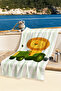 Striped Boys' Beach Towel with Lion Figure - Safari Themed Pastel Green Microfiber Towel - 7
