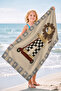 Boy's Beach Towel with Lion Figure - Safari Themed Modern Beige Quick-Drying Microfiber Towel - 4