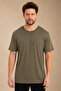 Lyocell Khaki Crew Neck Regular Fit Men's T-Shirt - 4