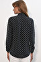 Women's Single Pocket Polka Dot Oversize Shirt 20399 - Black - 6