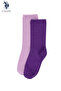 2-Piece Glittery Socks Lilac-Purple Shiny Textured Daily Socks