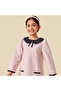 Peter Pan Collar Long Sleeves Dress with Pearl Embellishment - 6