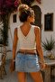 Openwork Knitwear Crop Blouse V-Neck Sleeveless Summer Knit Blouse - 2