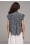 Fashion Fit Round Neck Metered Printed Women's Navy Blue Short Sleeve Shirt - 2