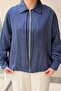 Front Pleated Detailed Zippered Advertized Sleeve Lined Bomber Jacket - 3