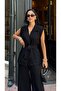 Women's Belted Vest Palazzo Linen Touch Suit - 5