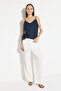 Beli Belted Buckle Cotton Linen Trousers - White - 5
