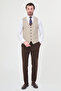 Striped Slim Fit Classic Men's Vest Beige - 40953.26Y - 3