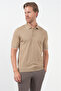Beige Polo Collar Short Sleeve Knitted Comfort Fit 100% Cotton Sweater 1012260151