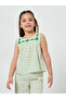 Girls Green Checkered Top and Pants Set - 2