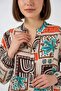 Women's Shirt Collar Authentic Patterned Viscose Dark Brown Hijab Dress - 3