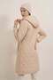 Women's Hooded Quilted Patterned Mink Coat - 3