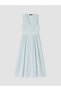 Blue V-Neck Plaid Waist-Slit Dress