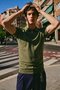 Men's Zippered Cotton Khaki Polo Collar T-Shirt - 4