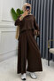 Women's Modal Fabric Asymmetrical Detailed Double Hijab Set 3204 Brown - Special Series