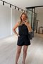 Pocket Detail Black Straight Cut Shorts