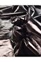 Black Patent Leather Look Jersey Fabric Thin Soft Shiny Stretchy Dress and Skirt Material Width: 135cm - 5