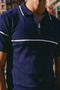 Men's Striped Cotton Navy Blue Polo Collar T-Shirt - 5