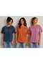 Women's Washed Stone Oversize T-Shirt Set of 3 100% Cotton Daily Casual Street Style Navy Blue Orange Pink S m L XL - 2