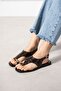Romina Brown Crinkled Patent Leather Flip-Flop Mini Trocley Sandals with Drop Accessories - 4