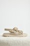 Women's Beige Rubber Sole Double-Striped Buckle Detailed Sandals - 3