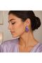 Purple Oval Stone Gold Detailed Women's Earrings |   Round Dangle Stylish Earrings - 3