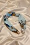 Women's Patterned Scarf Necklace with Pearls and Magnets, Stylish Neck Accessory (45 cm) - 3
