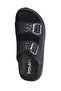 Bellamor Men's Black Knitted Textured Anatomical Sole Double Buckle Slippers - 3