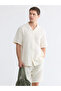 Beige regular fit muslin men's shirt