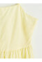 Yellow Square Collar Rope Strap Layered Dress - 2