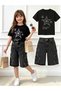 Girl's Star Printed Oversize T-Shirt and Denim Shorts 2-Piece Summer Shorts Set |   Eid Holiday 5-14 Years Old - 4