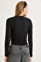 Women's Ottoman Crew Neck Stone-Embellished Blouse Black - 5