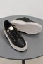 Gold detailed orthopedic sole sports shoes black - 2