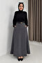 Women's Long Skirt with Pockets and Elastic Waist, Anthracite - 2