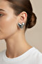 Women's White Color Textured Fluffy Heart Rice Earrings Pair - 2
