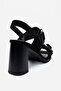 Women's Ankle Strap High Heel Sandals Real Leather Zy 4177 Suede Black - 3
