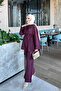 Mürdüm Bel Tie-Detail Tunic Trouser Set - 2