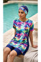 2260_Women's 4-Piece Set Semi-Closed Bonnet Bustier Sea/Pool Hijab Swimsuit - 3