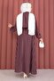 Striped Shirt Skirt Double Set Burgundy - 5