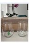 Figured Water Glass Cat and Cactus 2 Pcs Glass 350 Cc Amber Glass Figures Lover's Glass - 2