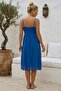Cobalt Blue Lace Collar Strap Dress with Elastic Back and Adjustable Straps Muslin Woven Dress 100 50 - 7