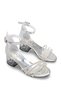 Silver Girls' High Heel Shoes Transparent Heel Stone Evening Dress Wedding Graduation Show Shoes