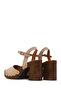 Women's Beige Ankle Buckle Thick Heeled Suede Sandals 26Sfe466010 - 7