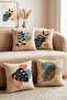 Abstract Leaves Patterned 4-Piece Throw Pillow Cover Set