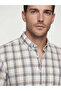 Nevavm Standard Fit Plaid Poplin Men's Shirt with Difference - 3