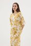 Women's Short Sleeve Slit Mustard Relaxed Cut Home Wear Long Dress C4T0N612 - 2