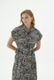 Women's Shirt Collar Waist Tie Patterned Long Dress C3T4N512 - 2