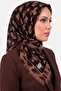 Women's Coffee Light Brown Brush Patterned Flared Twill Scarf