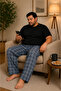 Men's 100% Natural Cotton Large Size High Quality Battal Pajama Set - 4